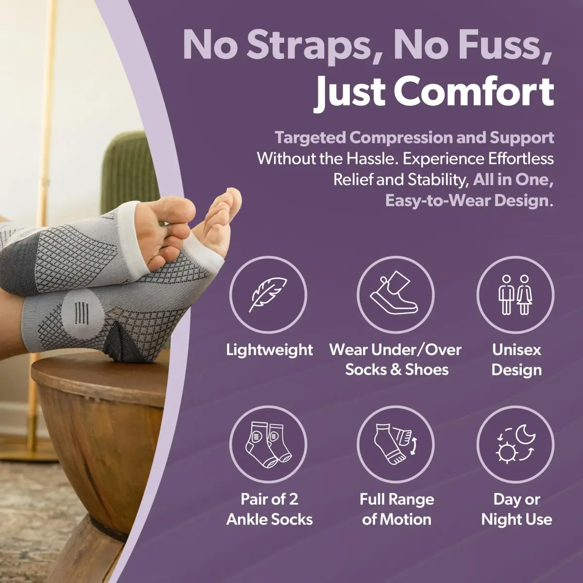 BraceAbility Neuropathy Socks (Pair) - Light Blue Medium | FDA Approved Diabetic Foot Sleeves for Nerve Pain Relief - view 7