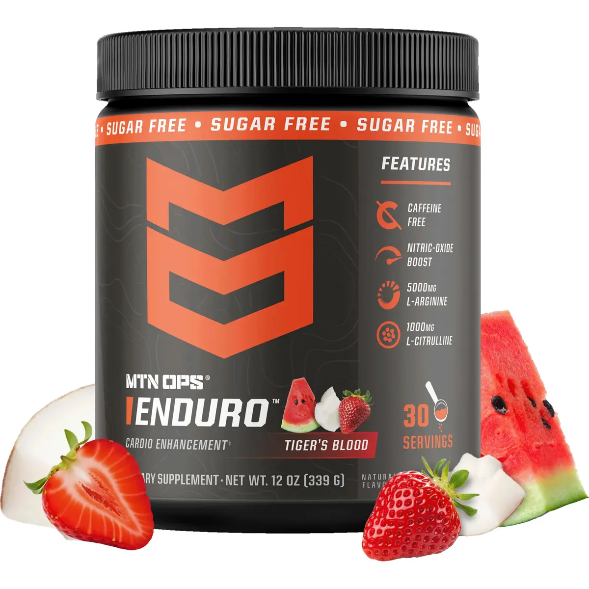 MTN OPS Enduro Stim-Free Pump Pre Workout, Tiger's Blood | Non-Stim Nitric Oxide Booster for Performance & Endurance - main product image