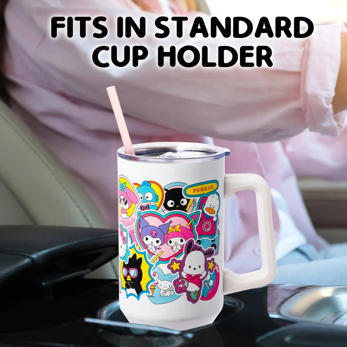 Silver Buffalo Hello Kitty Stainless Steel Tumbler 40oz | Cute Collage Design, Keeps Drinks Hot 4h Cold 6h - view 2