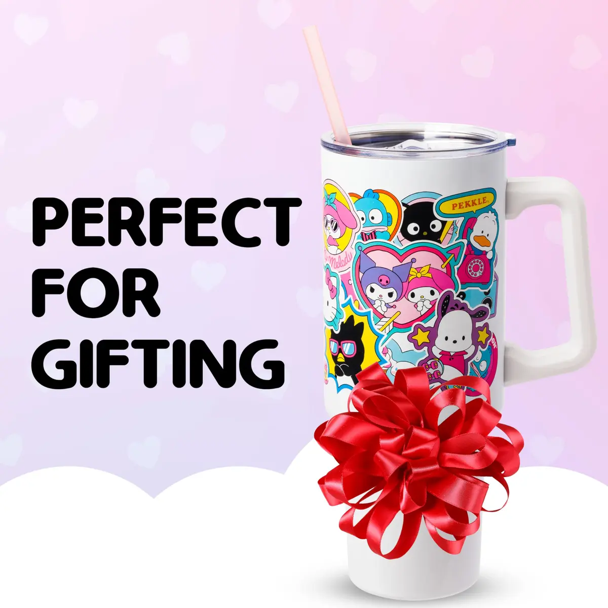 Silver Buffalo Hello Kitty Stainless Steel Tumbler 40oz | Cute Collage Design, Keeps Drinks Hot 4h Cold 6h - view 4
