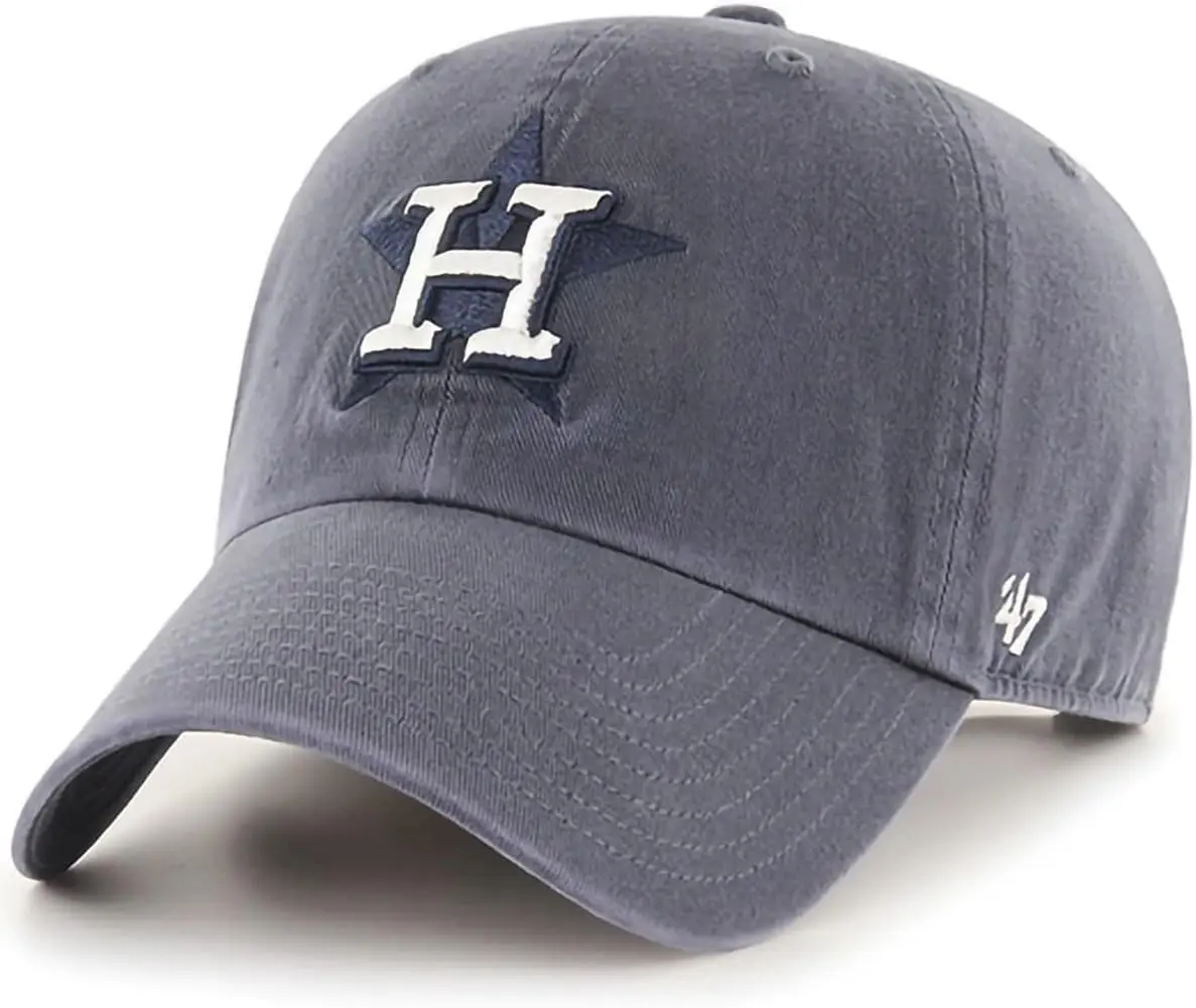 47 Brand MLB Vintage Navy Primary Logo Clean Up Adjustable Baseball Cap Hat, Adult One Size Fits All - Houston Astros Vintage Navy - main product image
