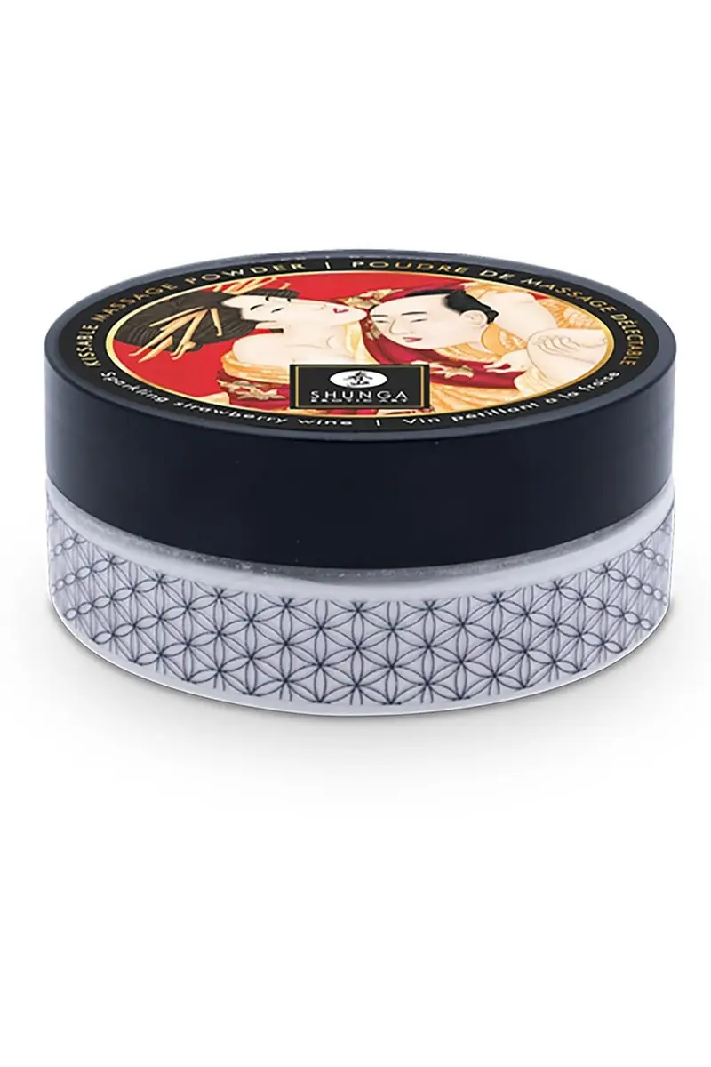 Shunga Kissable Massage Powder Sparkling Strawberry Wine 1 Oz | Edible, Body-Safe, Fun Foreplay - view 3