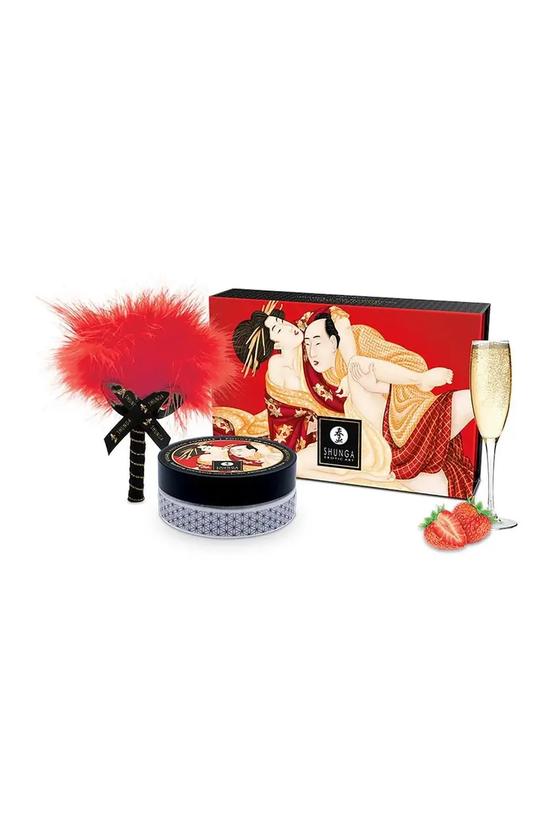 Shunga Kissable Massage Powder Sparkling Strawberry Wine 1 Oz | Edible, Body-Safe, Fun Foreplay - view 4