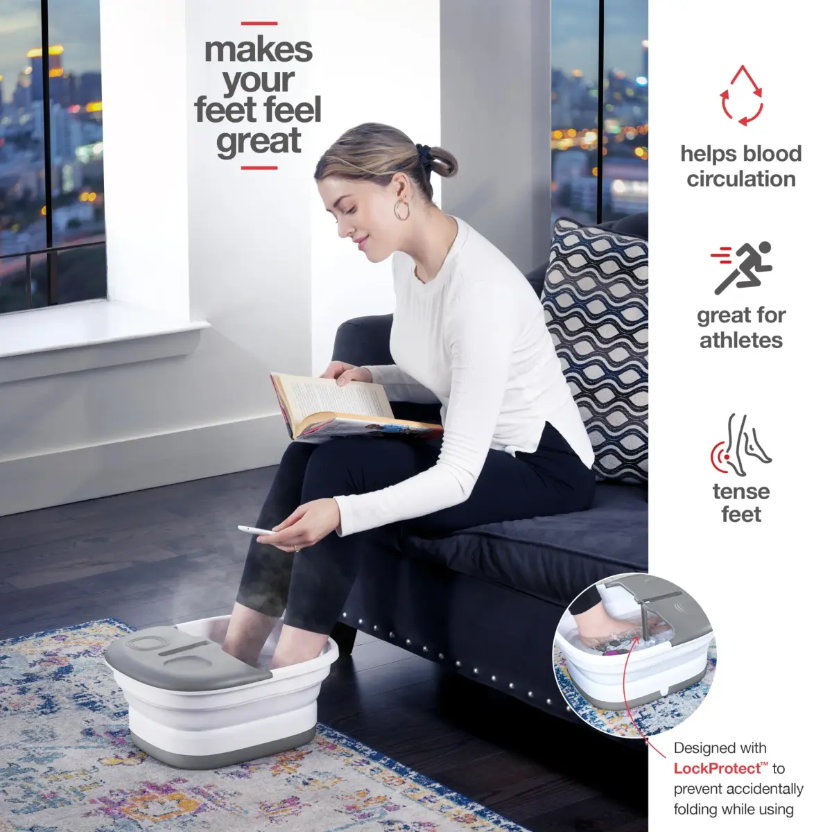 Medical king Collapsible Foot Spa Massager with Heat, Jets, Remote Control & Pedicure Stone | 1.92 kg (4.25 lb) - view 3