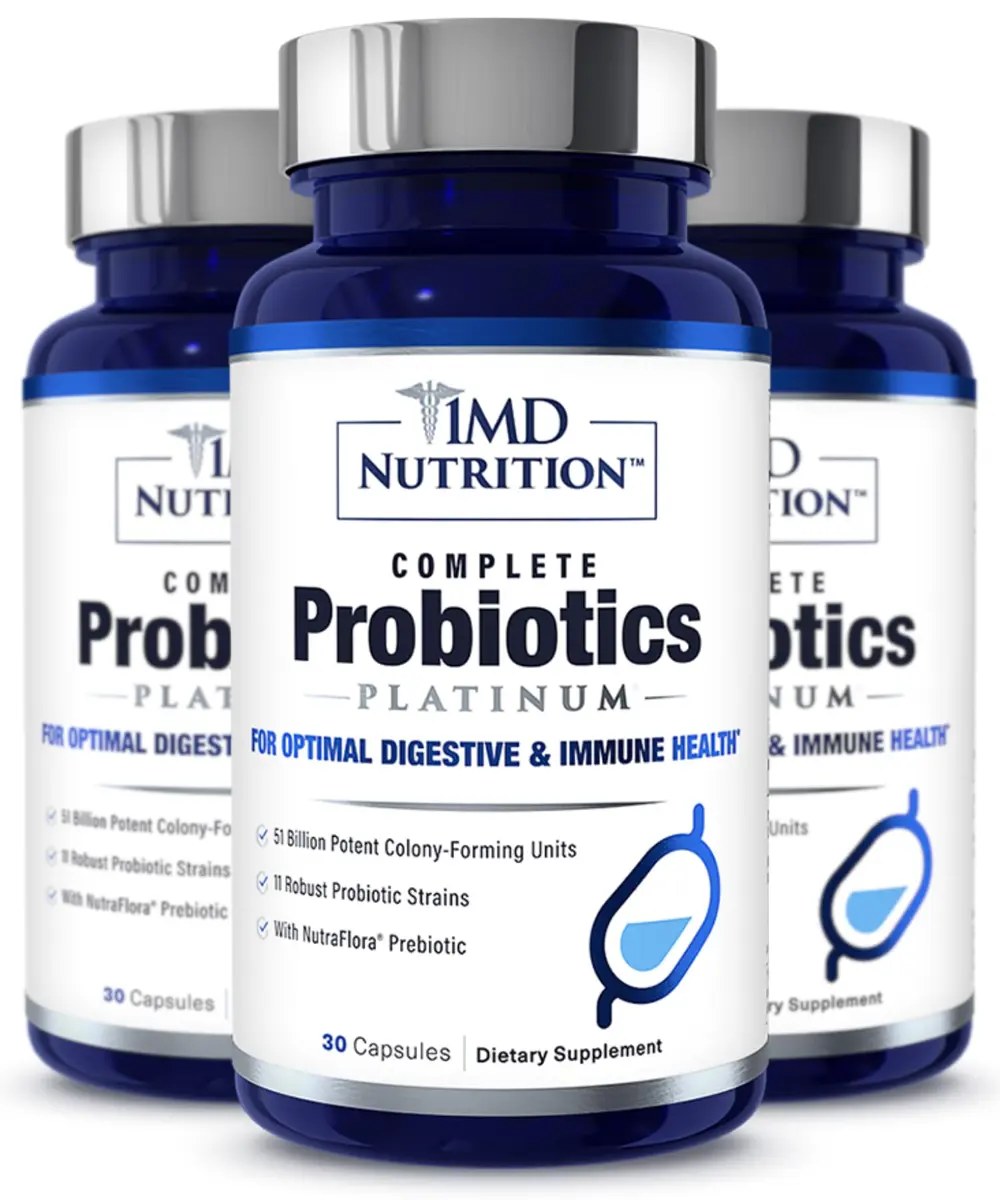 1MD Complete Probiotics Platinum 30 Veg Capsules | Supports Digestive & Immune Health - main product image
