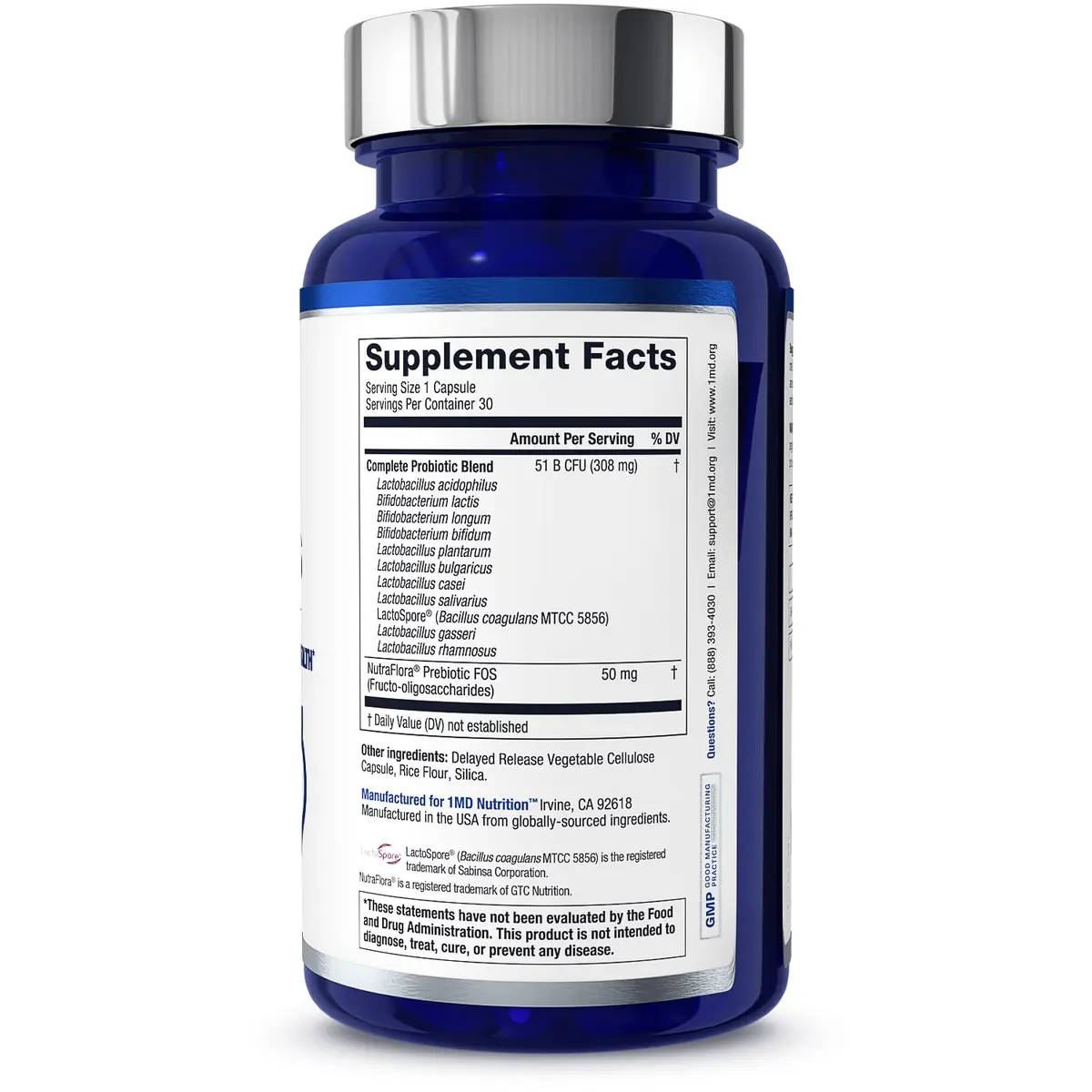 1MD Complete Probiotics Platinum 30 Veg Capsules | Supports Digestive & Immune Health - view 6