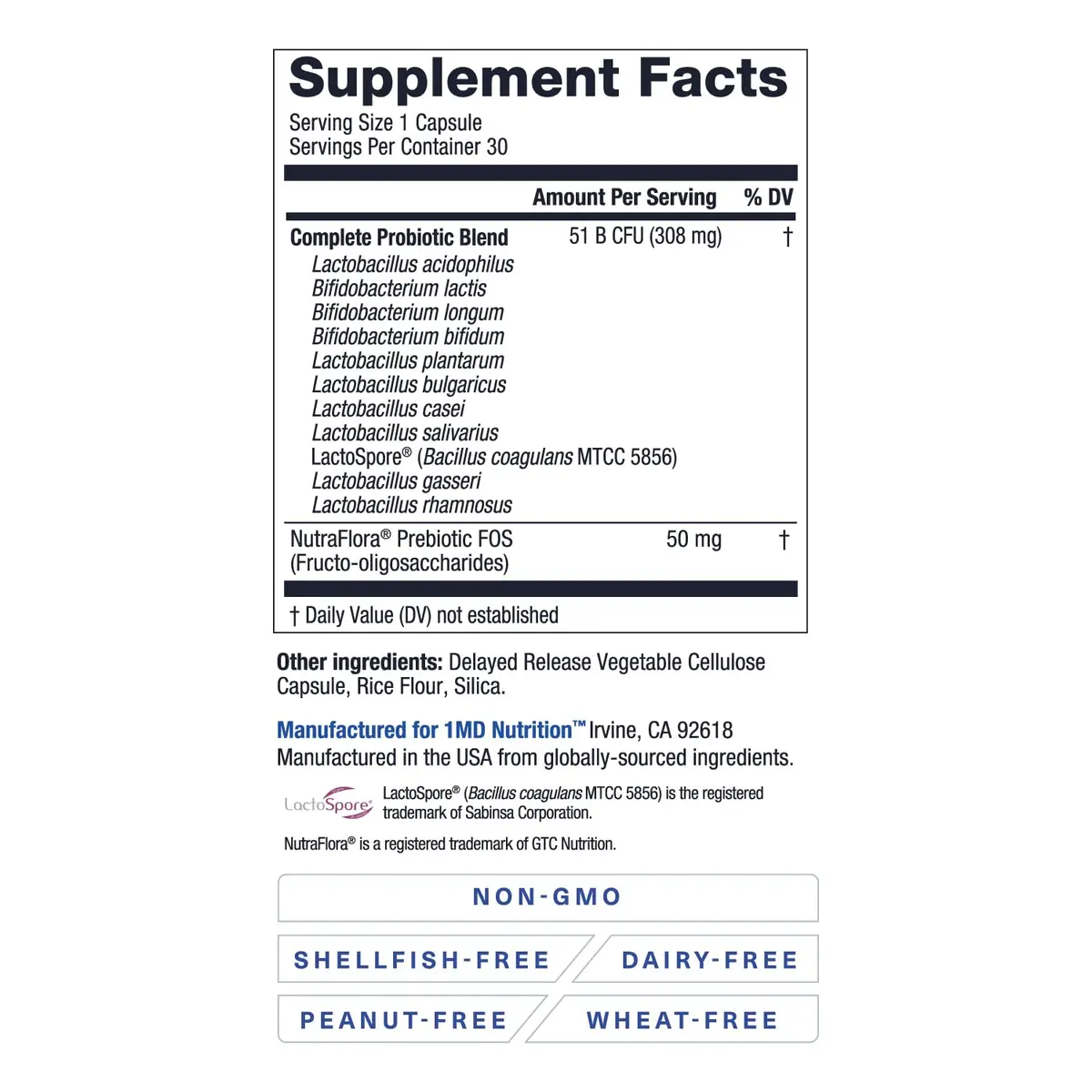 1MD Complete Probiotics Platinum 30 Veg Capsules | Supports Digestive & Immune Health - view 8