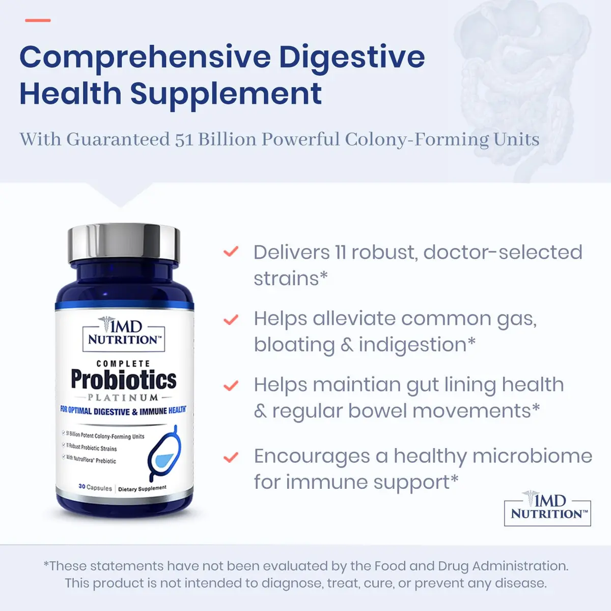 1MD Complete Probiotics Platinum 30 Veg Capsules | Supports Digestive & Immune Health - view 4
