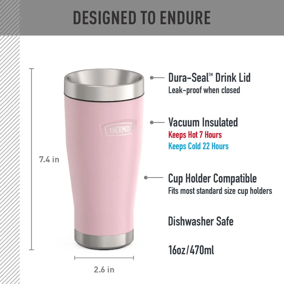THERMOS ICON SERIES Stainless Steel Tumbler 590ml (16 oz) | Vacuum Insulated for Hot & Cold Drinks - view 2