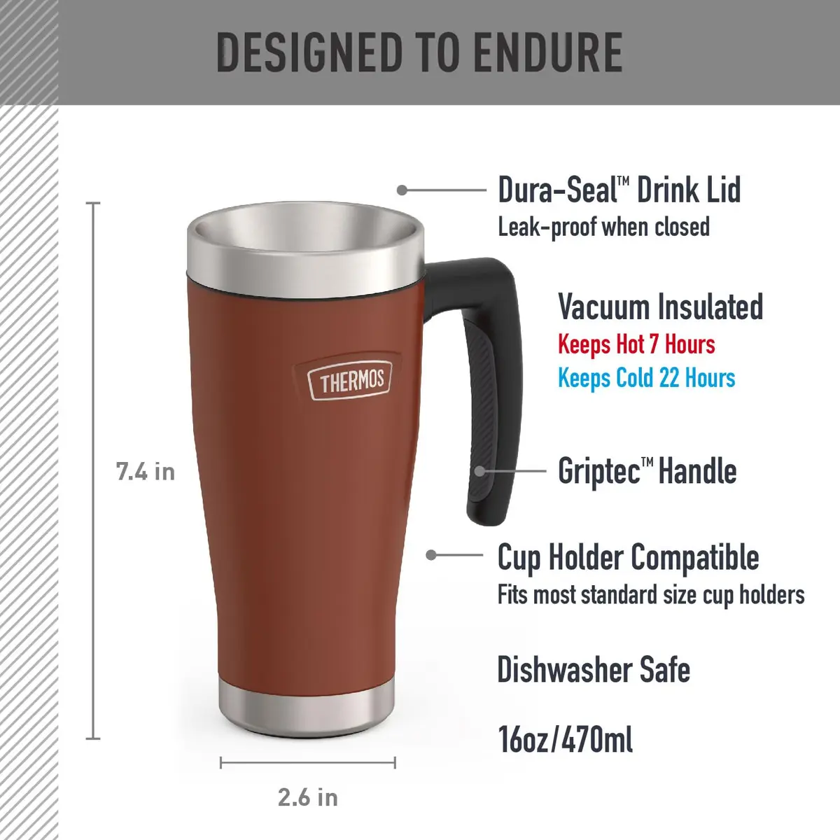 THERMOS ICON SERIES Stainless Steel Mug 16 oz | Leak-Proof, Hot & Cold Retention - view 2