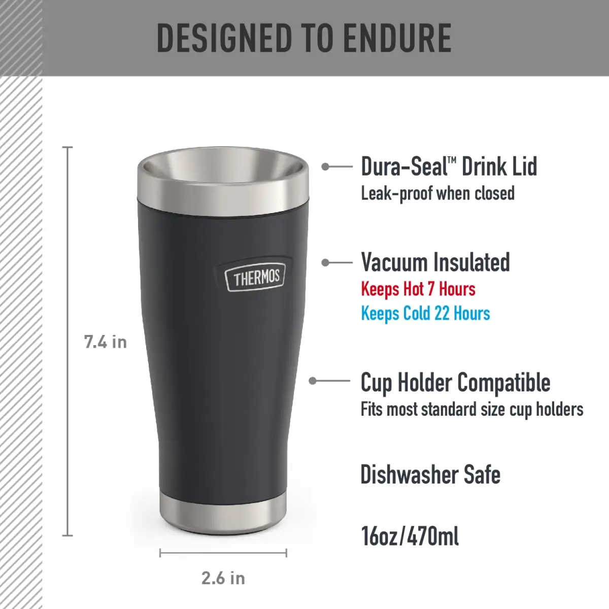 THERMOS ICON SERIES Stainless Steel Tumbler 590ml (16 oz) | Vacuum Insulated for Hot & Cold Drinks - view 2