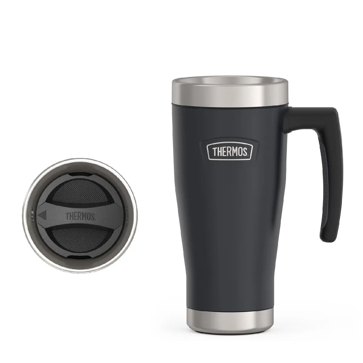THERMOS ICON SERIES Stainless Steel Mug, Granite, 16 oz | Keeps Drinks Hot or Cold - main product image