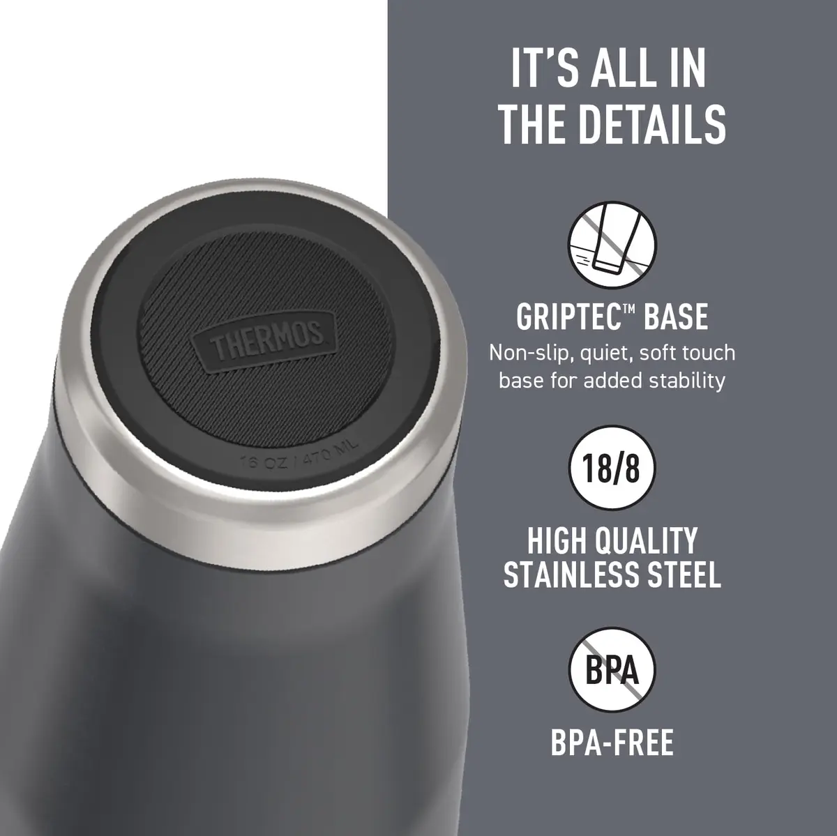 THERMOS ICON SERIES Stainless Steel Mug, Granite, 16 oz | Keeps Drinks Hot or Cold - view 4