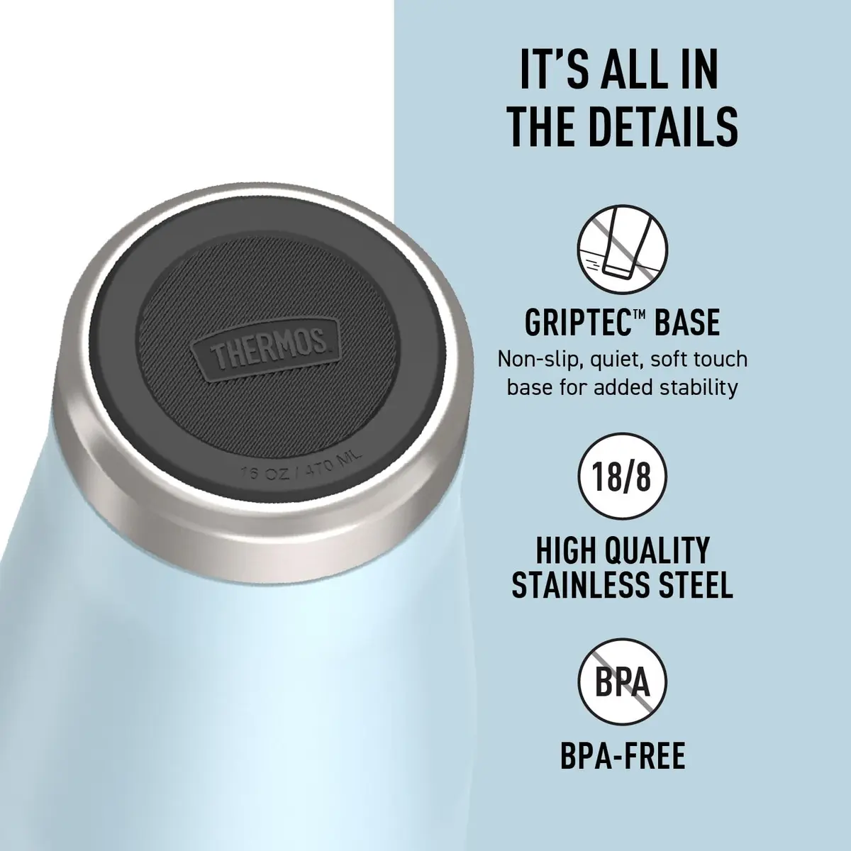THERMOS ICON SERIES Stainless Steel Mug Glacier 16 oz | Keeps Drinks Hot or Cold - view 4
