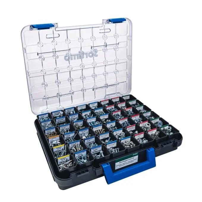 Sortimo T-BOXX 320 Screw, Nail, Nut Organizer with 48 Insertable Boxes H63 | 1317.6 cm³ (44.4cm W x 35.7cm L x 8.1cm H) - view 10