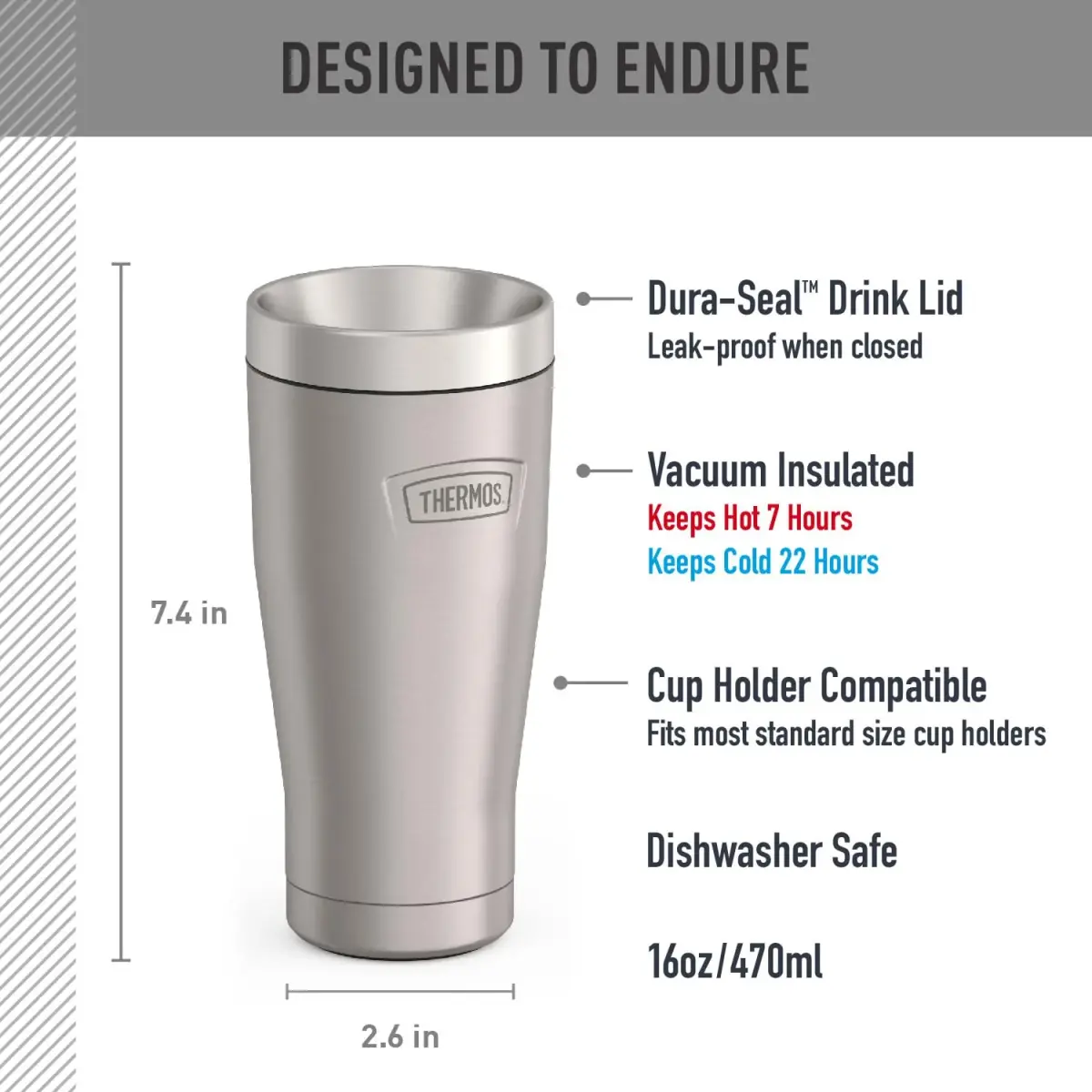 THERMOS ICON SERIES Stainless Steel Tumbler 590ml (16 oz) | Vacuum Insulated for Hot & Cold Drinks - view 2