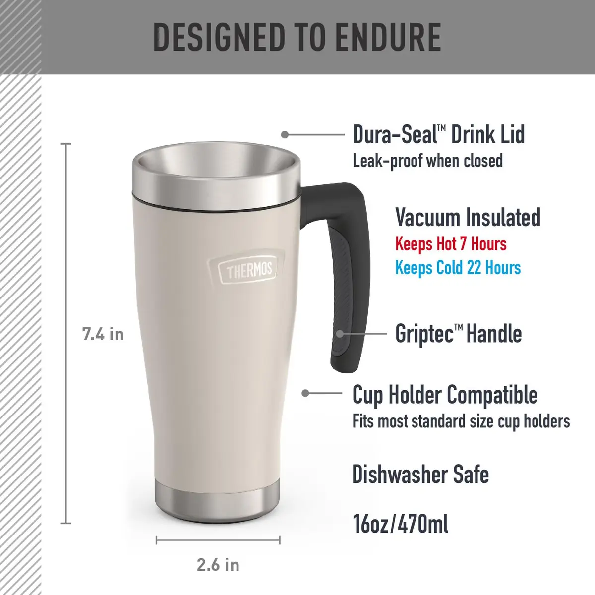 THERMOS ICON SERIES Stainless Steel Mug 16 oz | Leak-Proof & Durable - view 2
