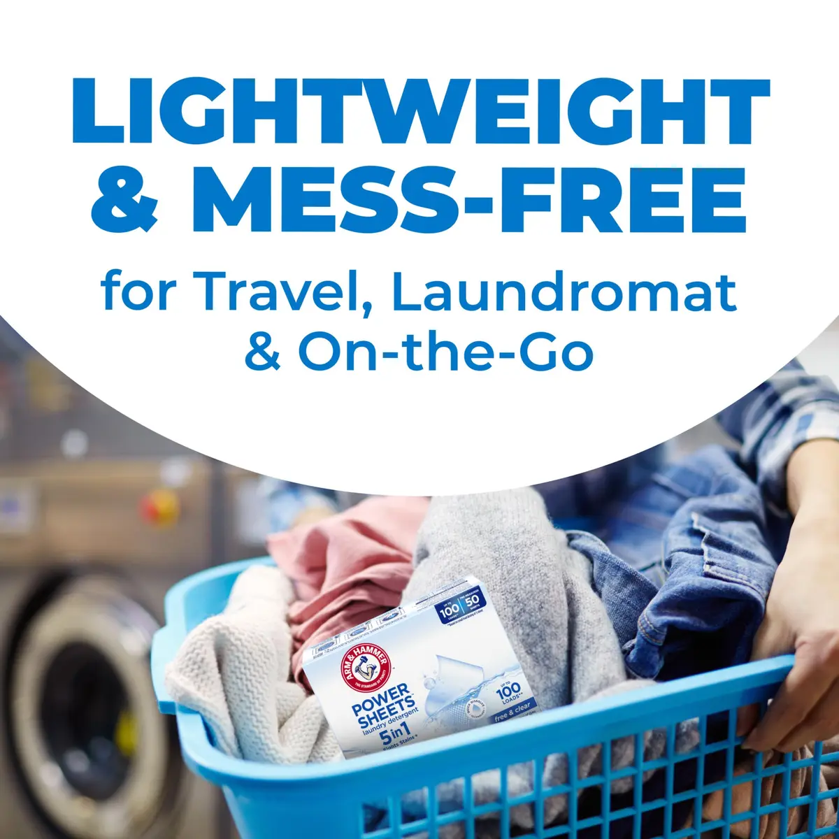 ARM & HAMMER 5in1 Power Sheets Laundry Detergent Free & Clear 50 Count | Dermatologist Tested & Eco-Friendly - view 8