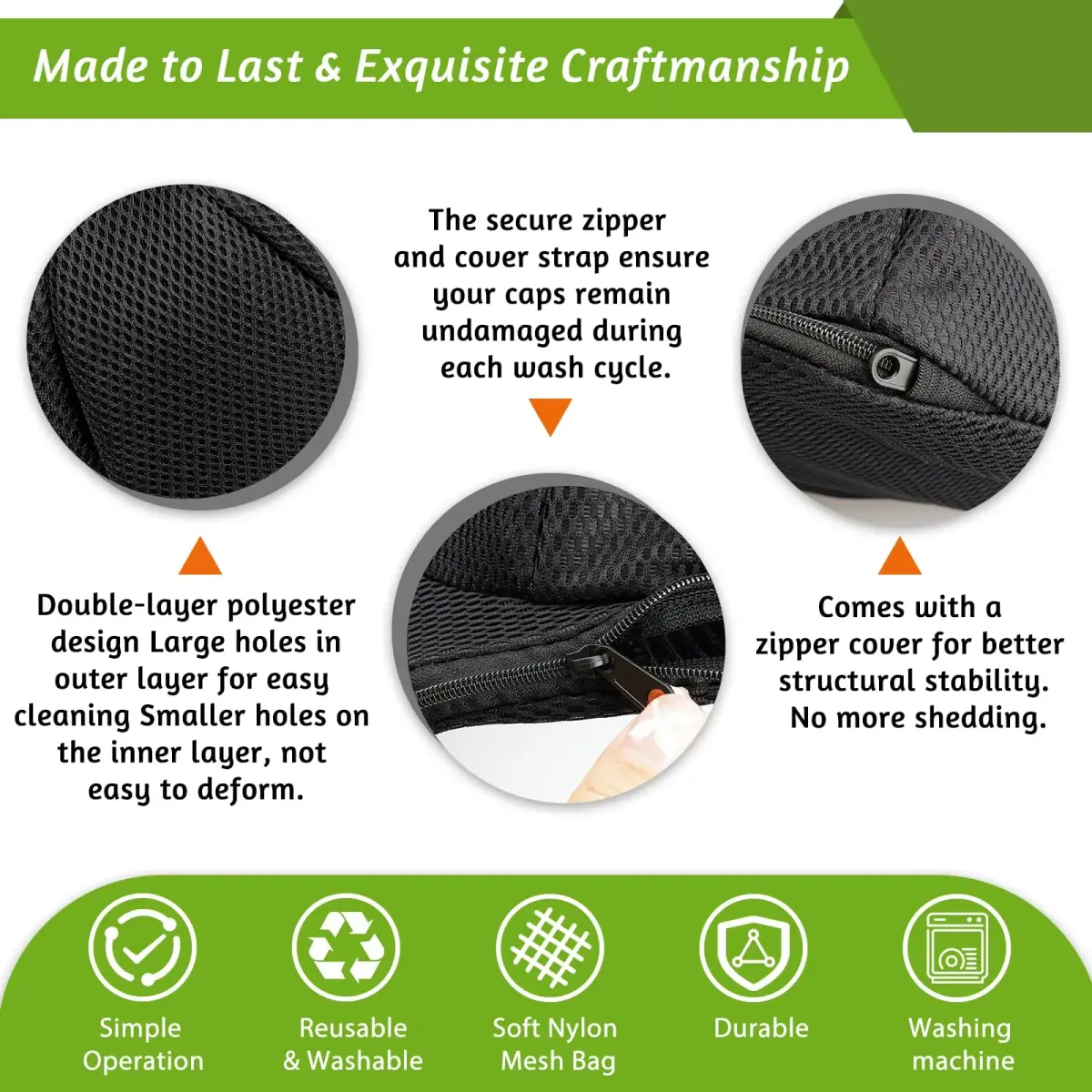 Eiito Black Ball Cap Washer Cage with Mesh Bag & Frame | Keeps Hats in Shape (1 Pack) - view 6