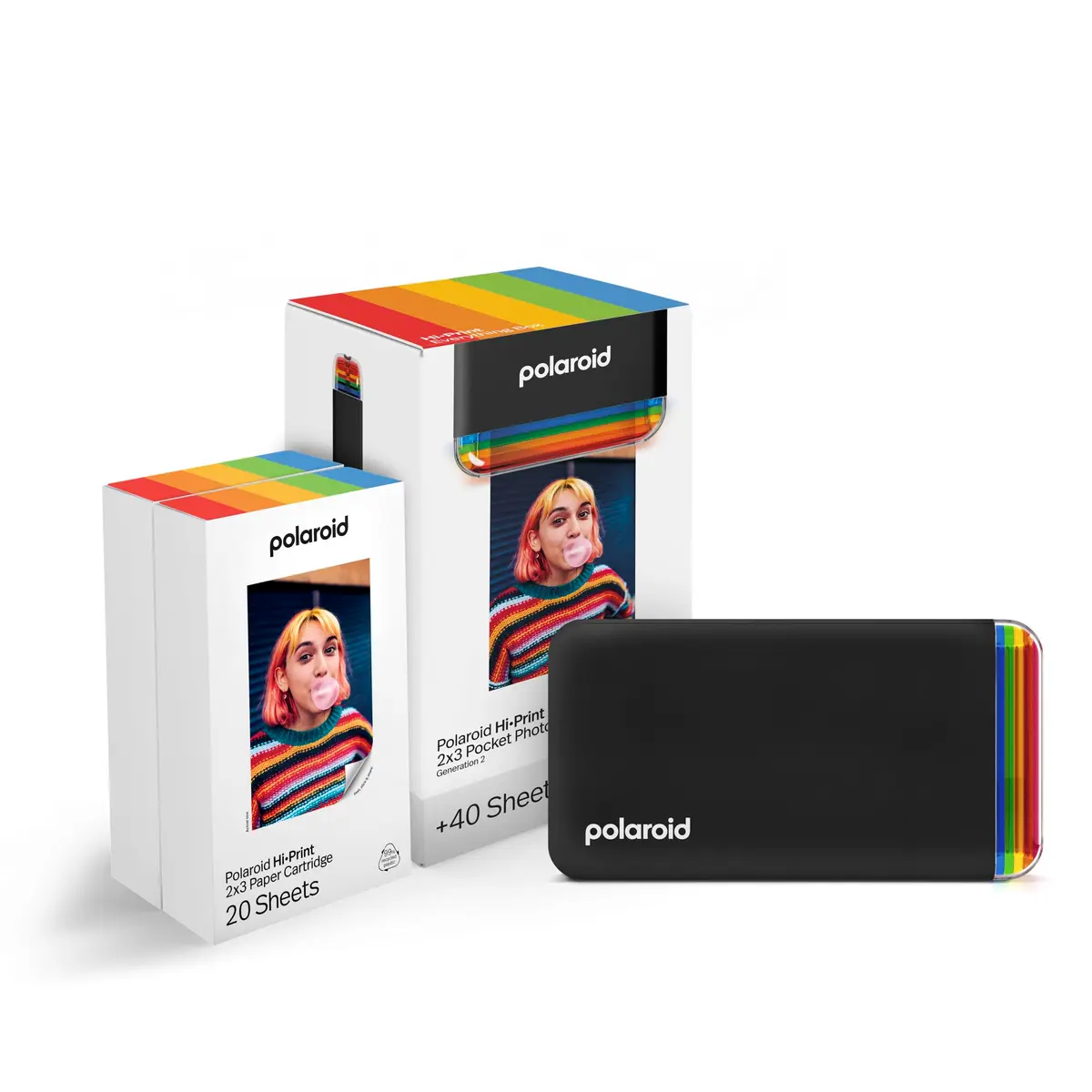 Polaroid Hi-Print 2x3 Pocket Photo Printer Gen2 Black with 40 Photos | Dye-Sublimation Bluetooth Printer - main product image