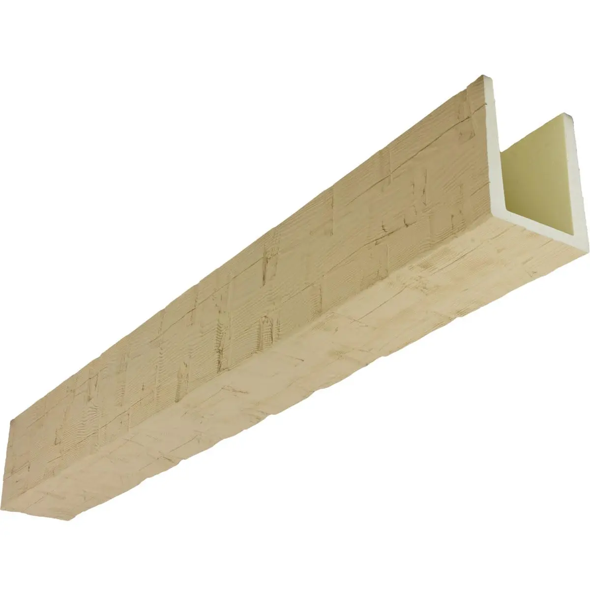 Ekena Millwork 5 1/2"W x 5 1/2"H x 24-ft. L 3-Sided U-Beam Faux Wood Ceiling Beam, Primed Tan | Lightweight, Authentic Look - main product image