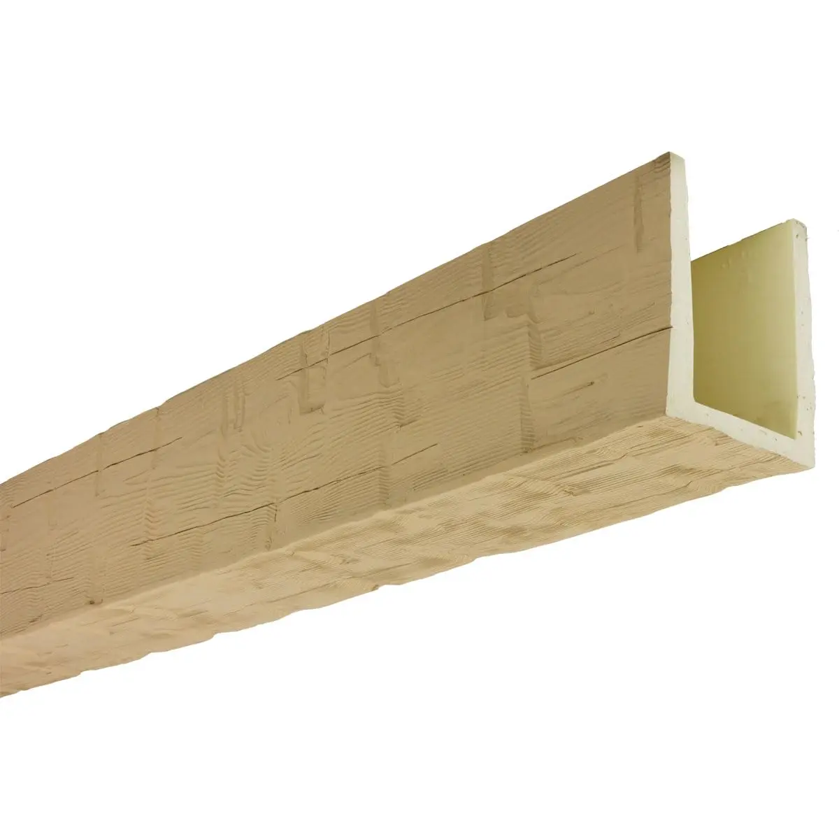 Ekena Millwork 5 1/2"W x 5 1/2"H x 24-ft. L 3-Sided U-Beam Faux Wood Ceiling Beam, Primed Tan | Lightweight, Authentic Look - view 5