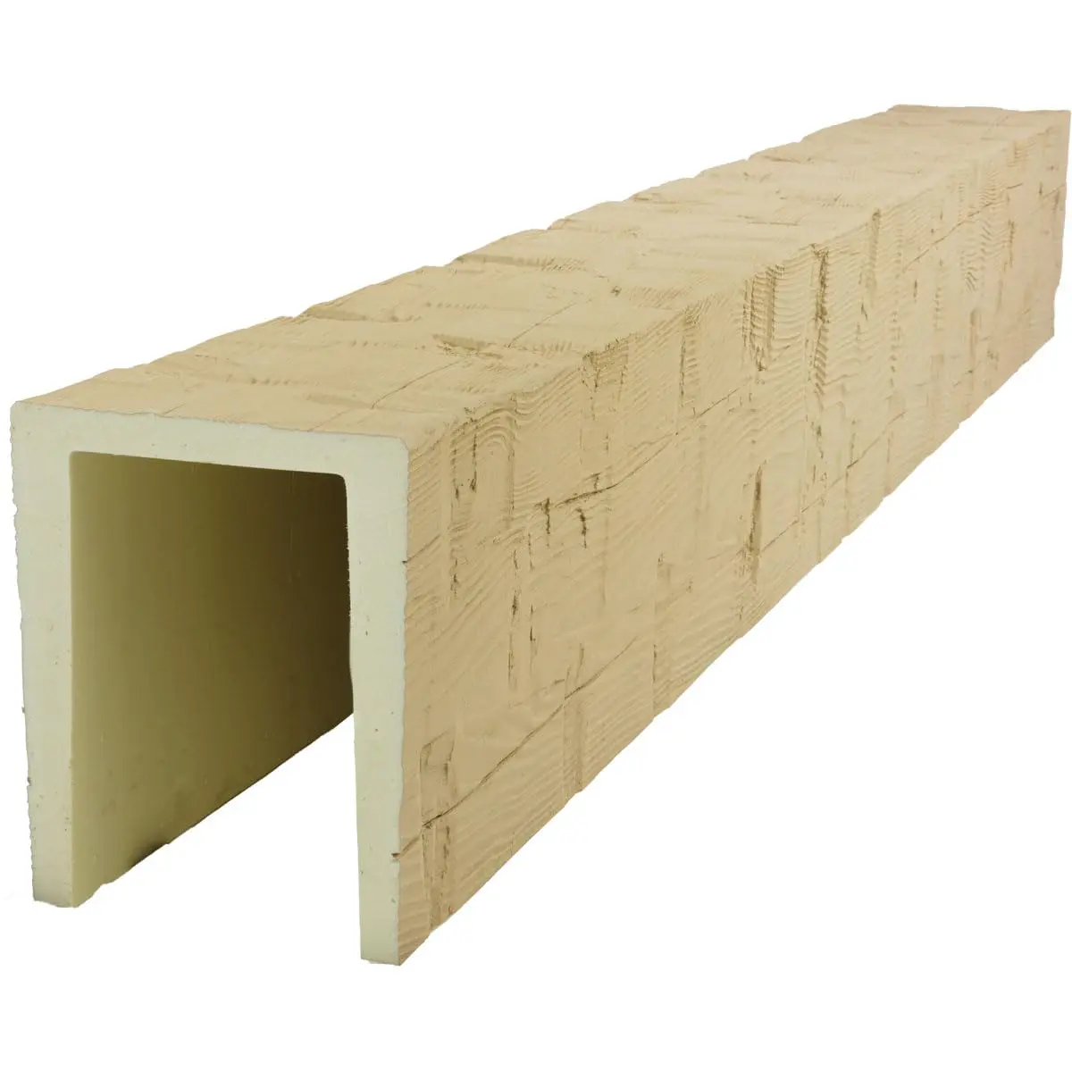 Ekena Millwork 5 1/2"W x 5 1/2"H x 24-ft. L 3-Sided U-Beam Faux Wood Ceiling Beam, Primed Tan | Lightweight, Authentic Look - view 3