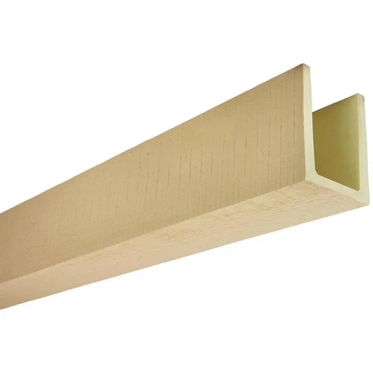 Ekena Millwork 3 1/2"W x 5 1/2"H x 16-ft. L 3-Sided (U-Beam) Resawn Rip HeritageTimber Faux Wood Ceiling Beam, Primed Tan | Lightweight, Authentic Look - view 5