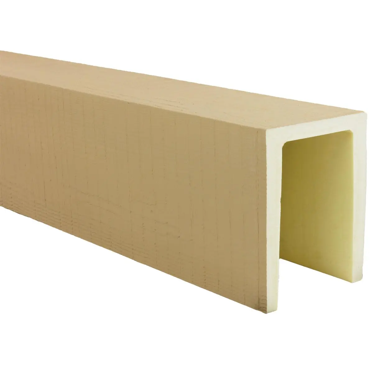 Ekena Millwork 3 1/2"W x 5 1/2"H x 16-ft. L 3-Sided (U-Beam) Resawn Rip HeritageTimber Faux Wood Ceiling Beam, Primed Tan | Lightweight, Authentic Look - view 7