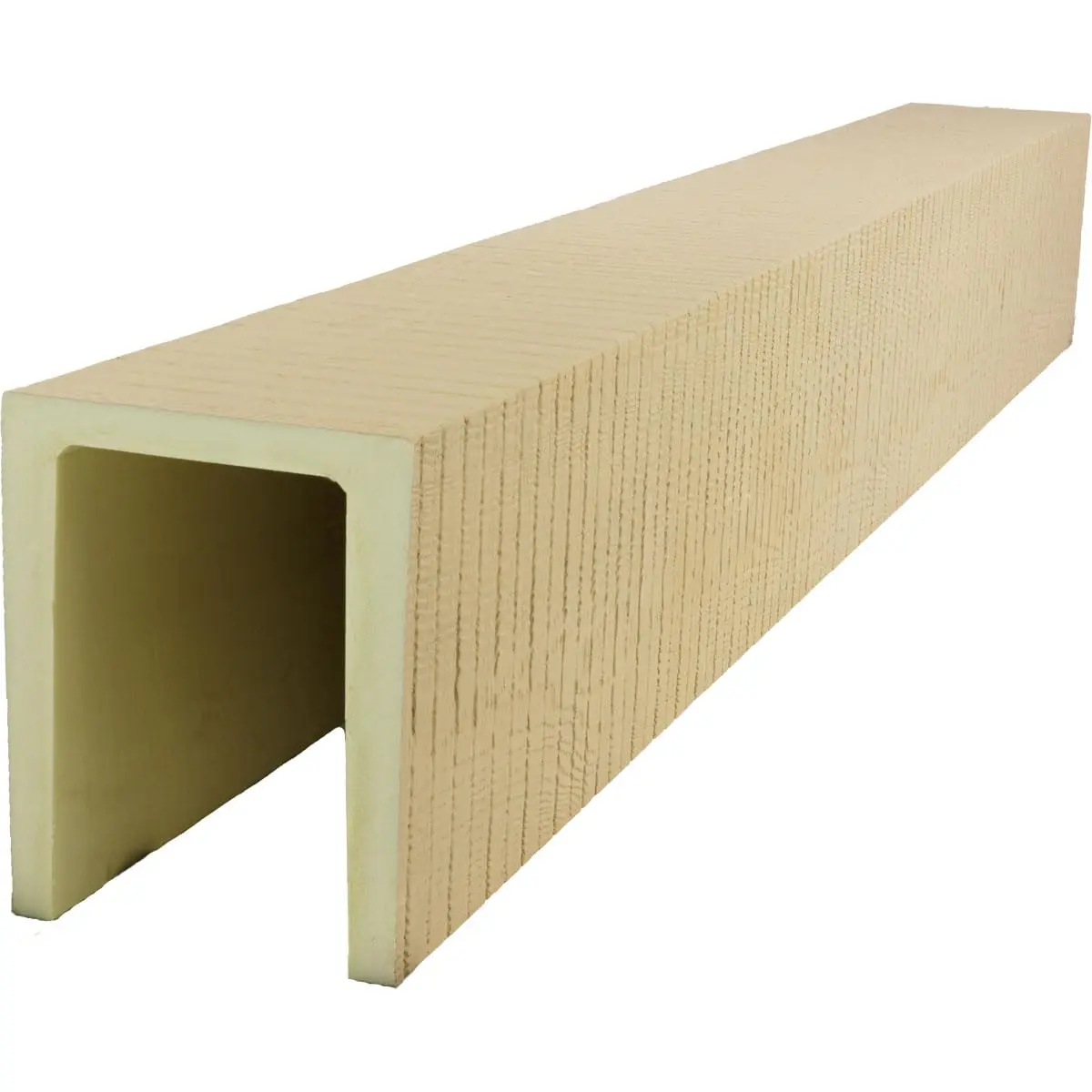Ekena Millwork 3 1/2"W x 5 1/2"H x 16-ft. L 3-Sided (U-Beam) Resawn Rip HeritageTimber Faux Wood Ceiling Beam, Primed Tan | Lightweight, Authentic Look - view 3