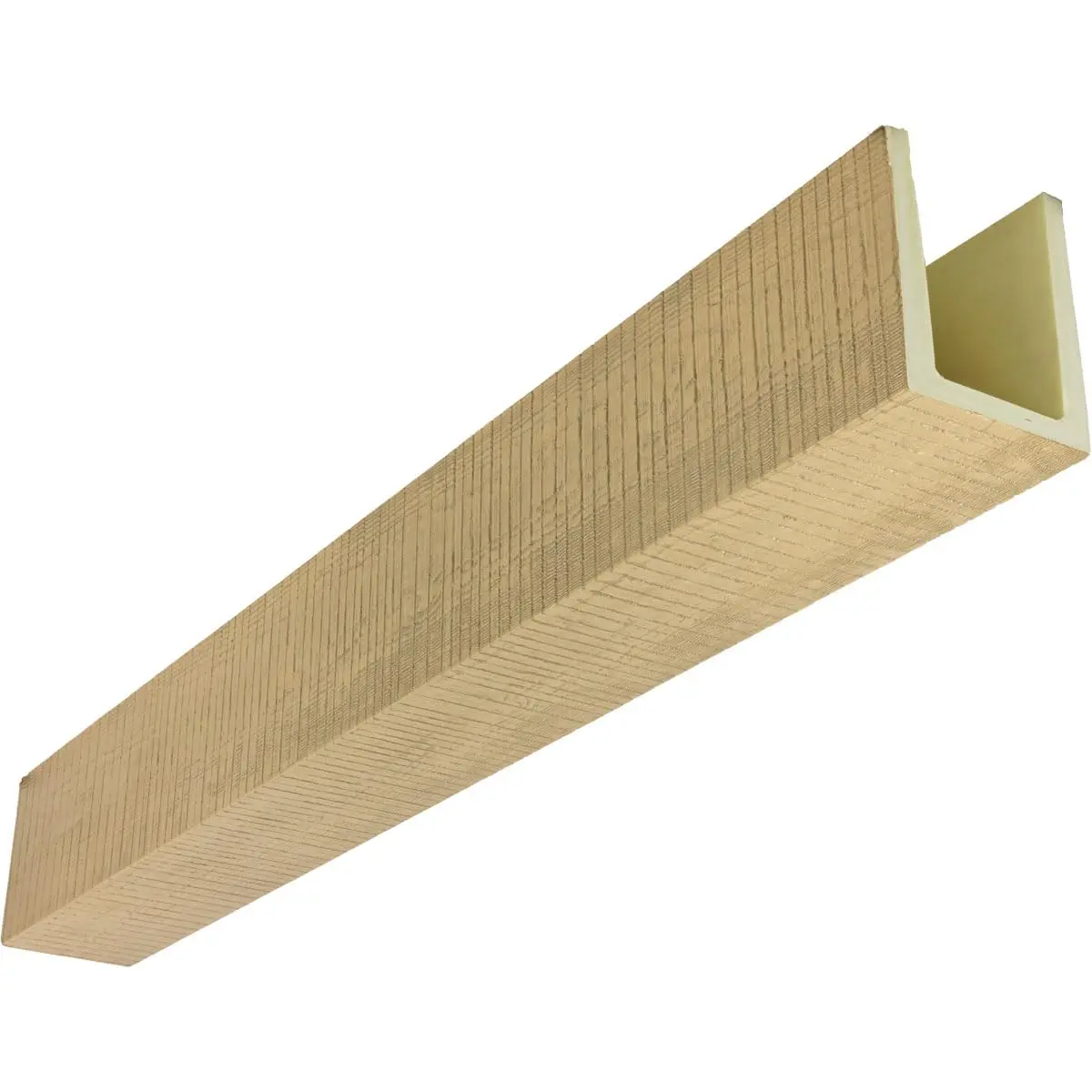 Ekena Millwork 3 1/2"W x 3 1/2"H x 20-ft. L 3-Sided (U-Beam) Resawn Rip HeritageTimber Faux Wood Ceiling Beam, Natural White Oak | Authentic USA Design - main product image