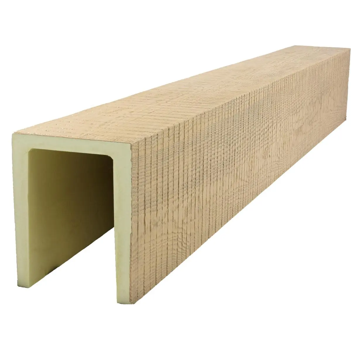 Ekena Millwork 3 1/2"W x 3 1/2"H x 20-ft. L 3-Sided (U-Beam) Resawn Rip HeritageTimber Faux Wood Ceiling Beam, Natural White Oak | Authentic USA Design - view 3