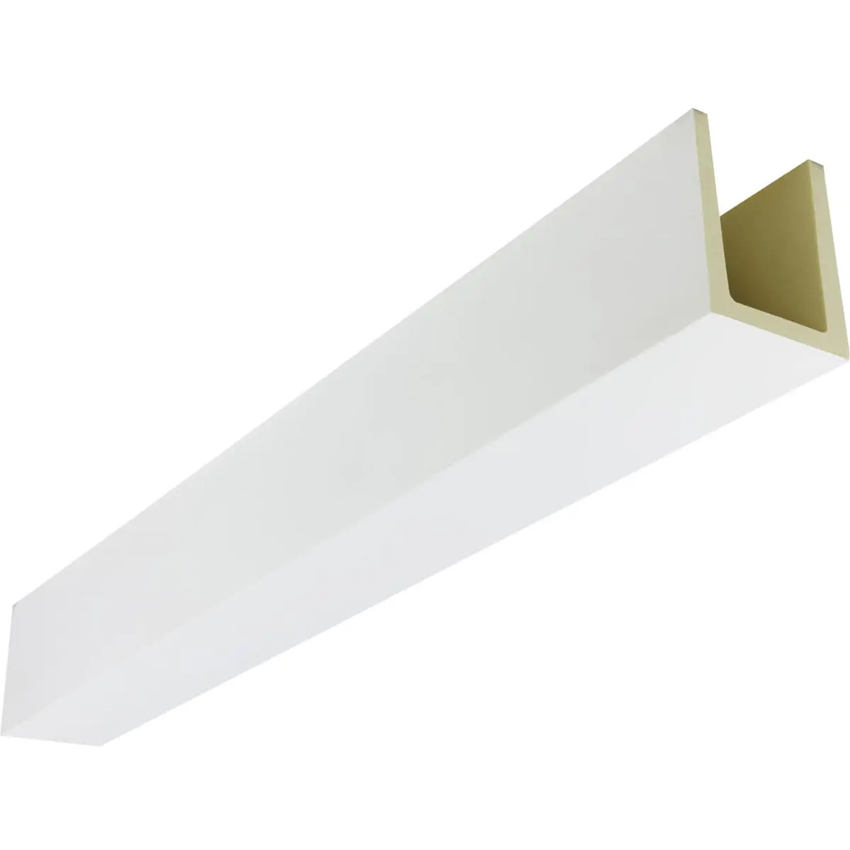 Ekena Millwork 7 1/2"W x 9 1/2"H x 144"L 3-Sided U-Beam Faux Wood Ceiling Beam, Primed Tan | Lightweight, Authentic Wood Look - main product image