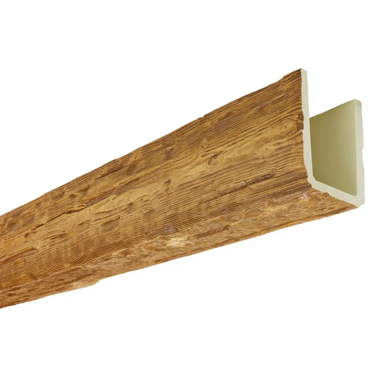 Ekena Millwork 5 1/2"W x 5 1/2"H x 20-ft. L 3-Sided U-Beam Salvaged Timber Faux Wood Ceiling Beam, Warm Caramel | Authentic US Import - view 5