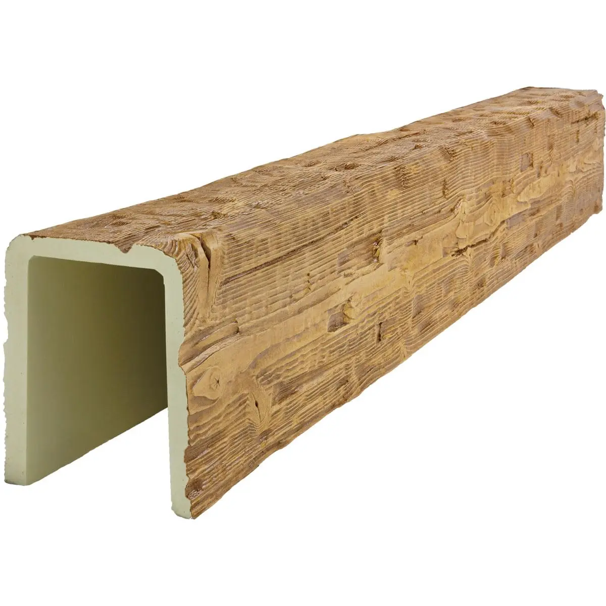 Ekena Millwork 5 1/2"W x 5 1/2"H x 20-ft. L 3-Sided U-Beam Salvaged Timber Faux Wood Ceiling Beam, Warm Caramel | Authentic US Import - view 3