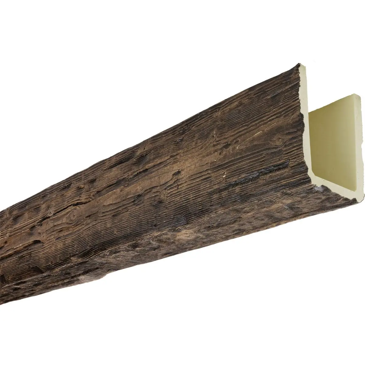 Ekena Millwork 7 1/2"W x 7 1/2"H x 8-ft. L 3-Sided U-Beam Salvaged Timber HeritageTimber Faux Wood Ceiling Beam, Kona Brown | Authentic USA-Style Design - view 5