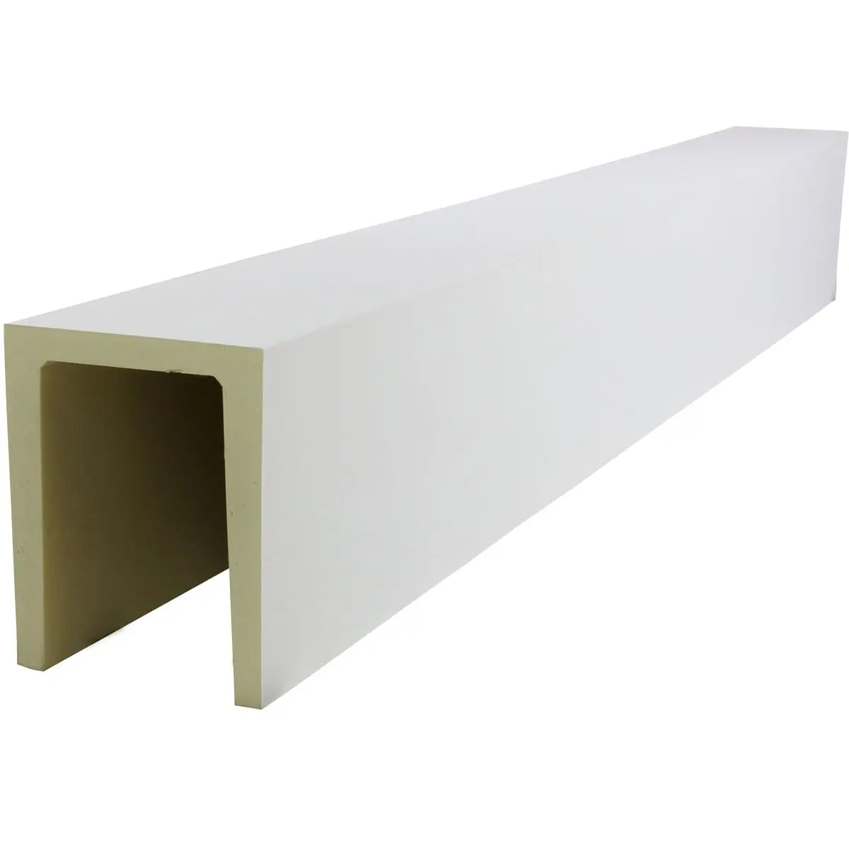 Ekena Millwork 5 1/2"W x 5 1/2"H x 8-ft. L 3-Sided (U-Beam) Sanded Smooth HeritageTimber Faux Wood Ceiling Beam, Primed Tan | Authentic USA Faux Wood - view 3