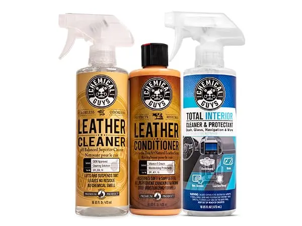 Chemical Guys Leather Cleaner, Conditioner & Total Interior Bundle, 16 Fl Oz (48 Fl Oz Total) | USA-Sourced Auto Interior Care Kit - view 2