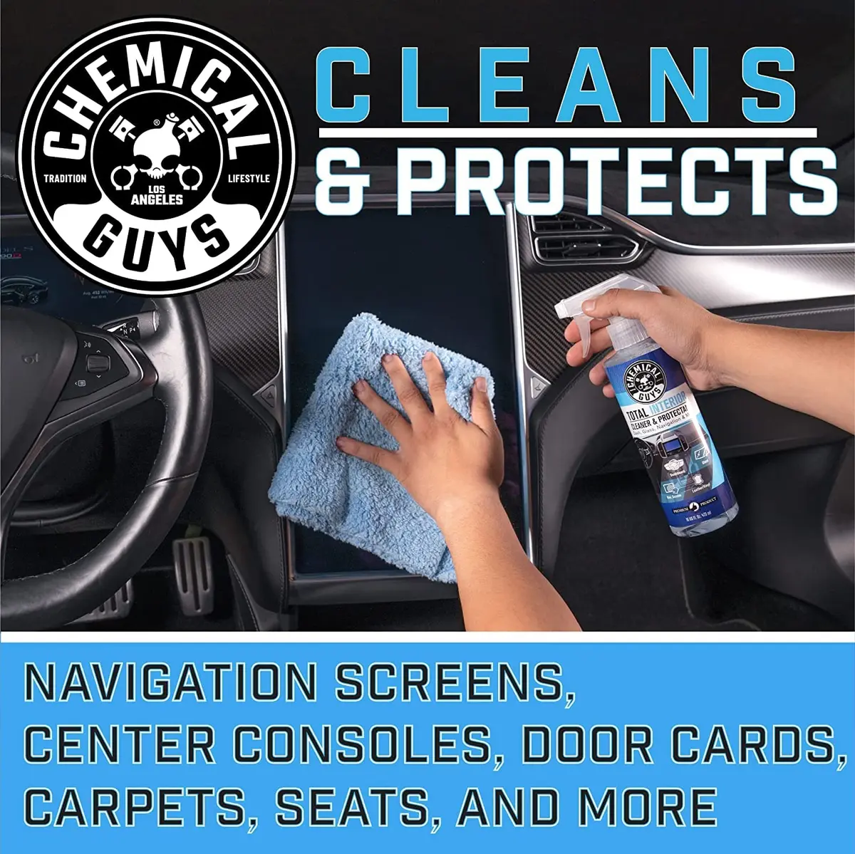 Chemical Guys Leather Cleaner, Conditioner & Total Interior Bundle, 16 Fl Oz (48 Fl Oz Total) | USA-Sourced Auto Interior Care Kit - view 7