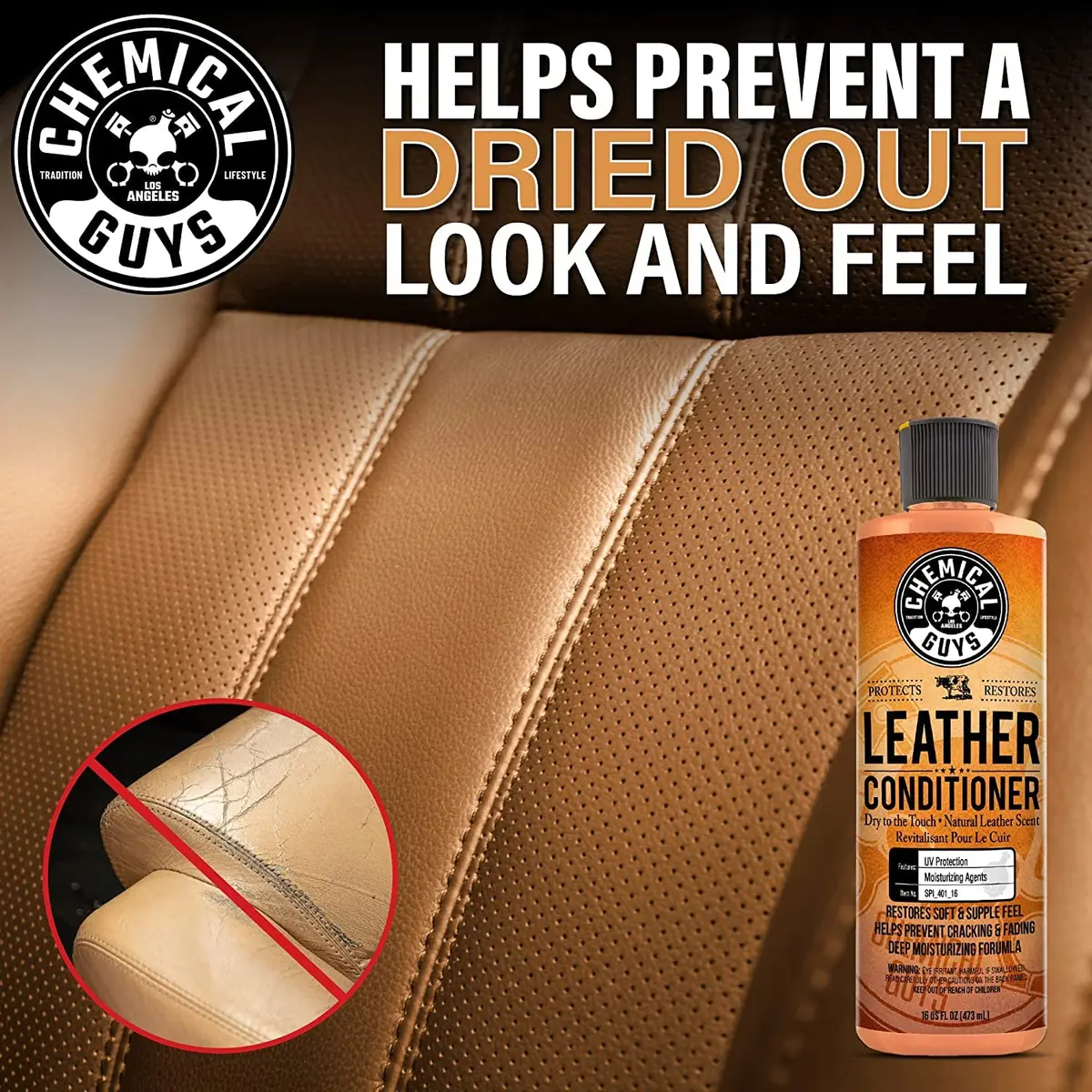 Chemical Guys Leather Cleaner, Conditioner & Total Interior Bundle, 16 Fl Oz (48 Fl Oz Total) | USA-Sourced Auto Interior Care Kit - view 4