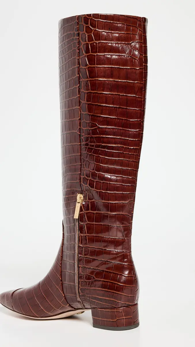 Veronica Beard Cecile High Shaft Boots 7 | Croc Print Leather, Knee-High, Block Heel - view 6