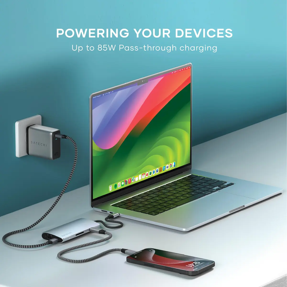 Satechi 8-in-1 USB-C Hub V3, 11.4cm (4.49in) x 5.4cm (2.13in) x 1.6cm (0.63in) | 8K HDMI, 100W PD Charging, 10Gbps Data, Ethernet, SD Card Reader, Silver - view 5
