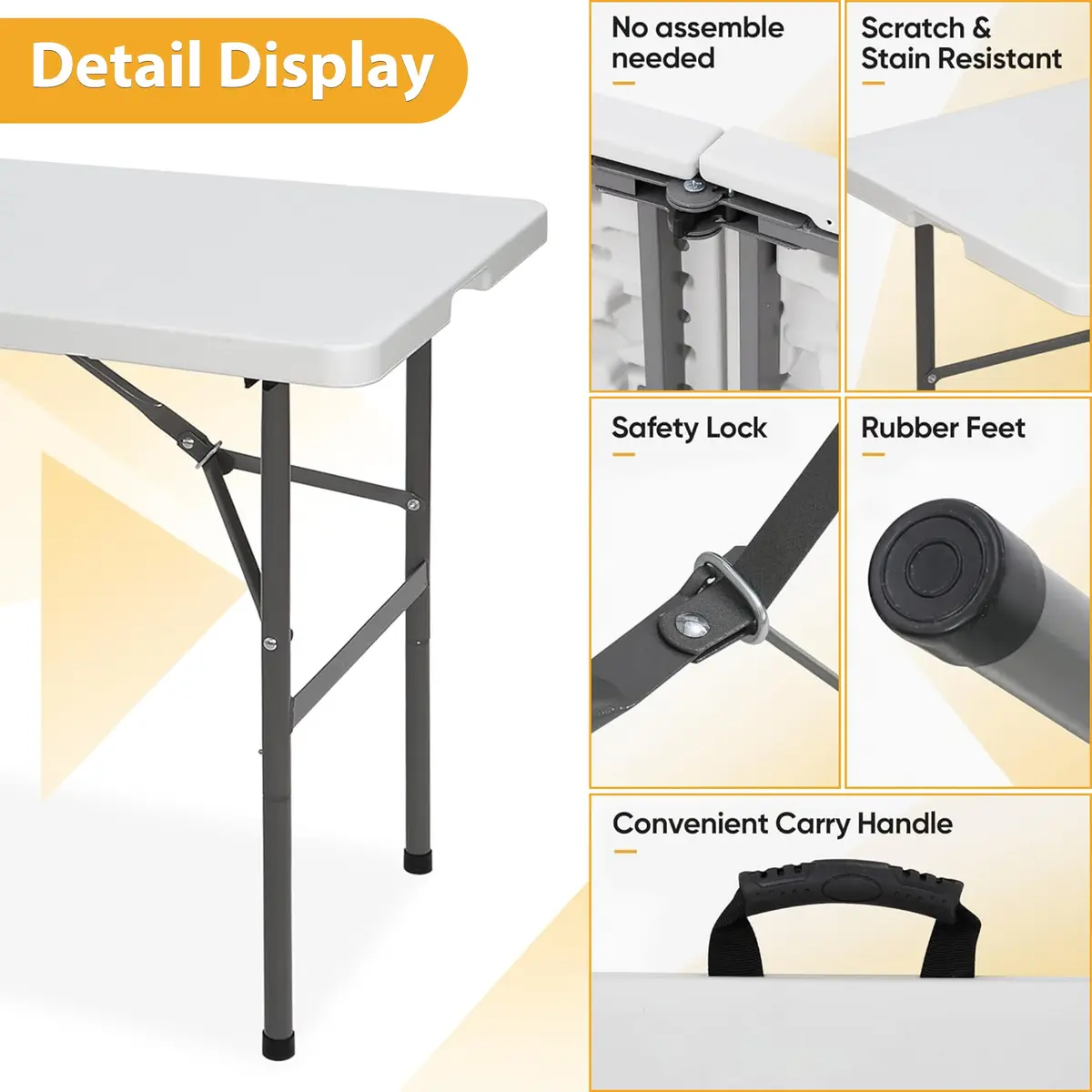 Saicool Folding Event Table 4FT | Heavy Duty Indoor Outdoor Camping Table - view 8