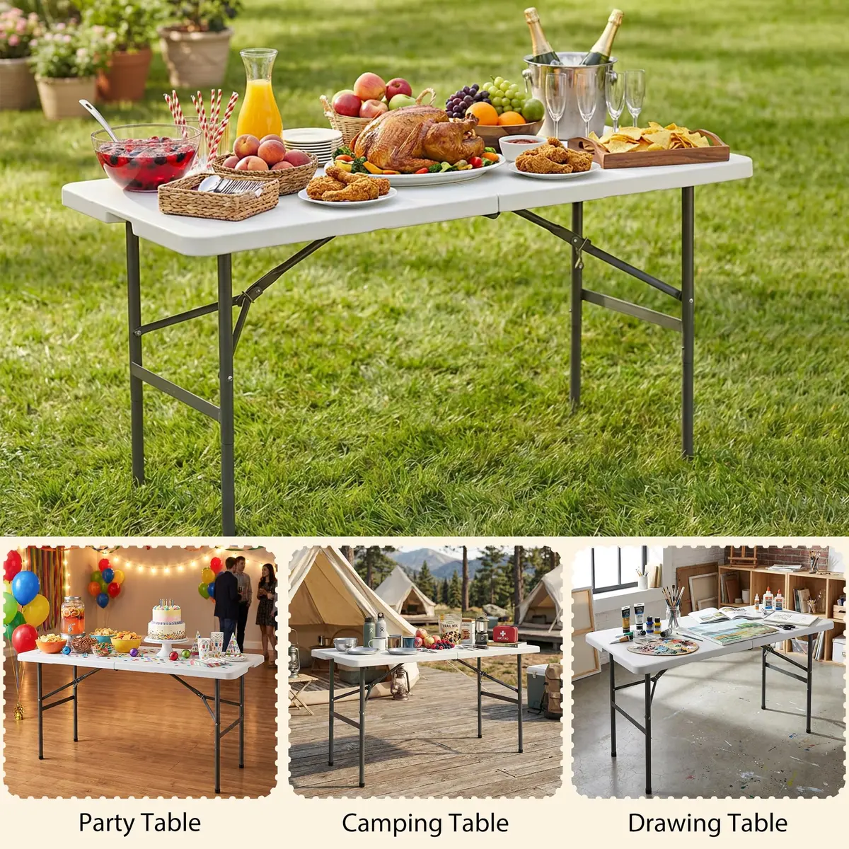 Saicool Folding Event Table 4FT | Heavy Duty Indoor Outdoor Camping Table - view 4