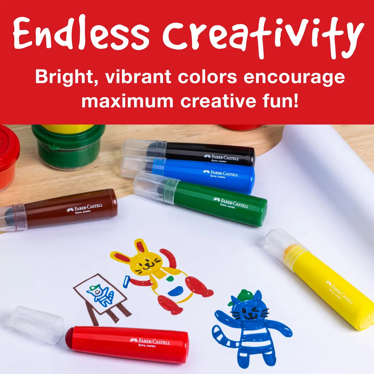 Faber-Castell Little Creatives Extra Jumbo Washable Markers for Kids - 6 Colors (156 g) | Non-Toxic & Teacher-Recommended - view 6