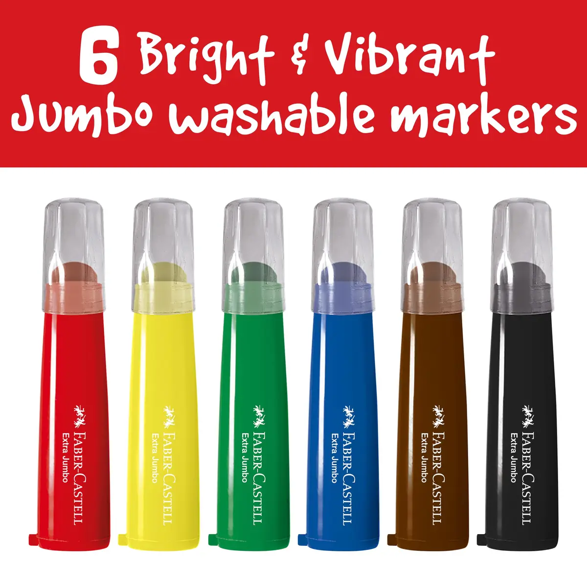 Faber-Castell Little Creatives Extra Jumbo Washable Markers for Kids - 6 Colors (156 g) | Non-Toxic & Teacher-Recommended - view 2