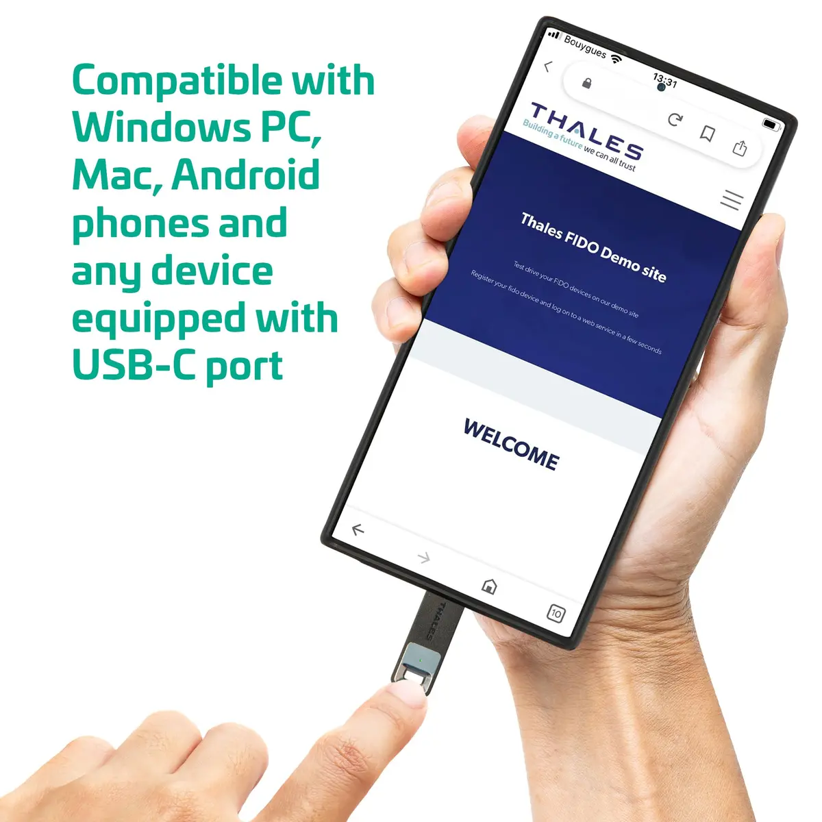 Thales SafeNet eToken FIDO USB-C Security Key | Passwordless Phishing-Resistant Authentication (70-120c) - view 7