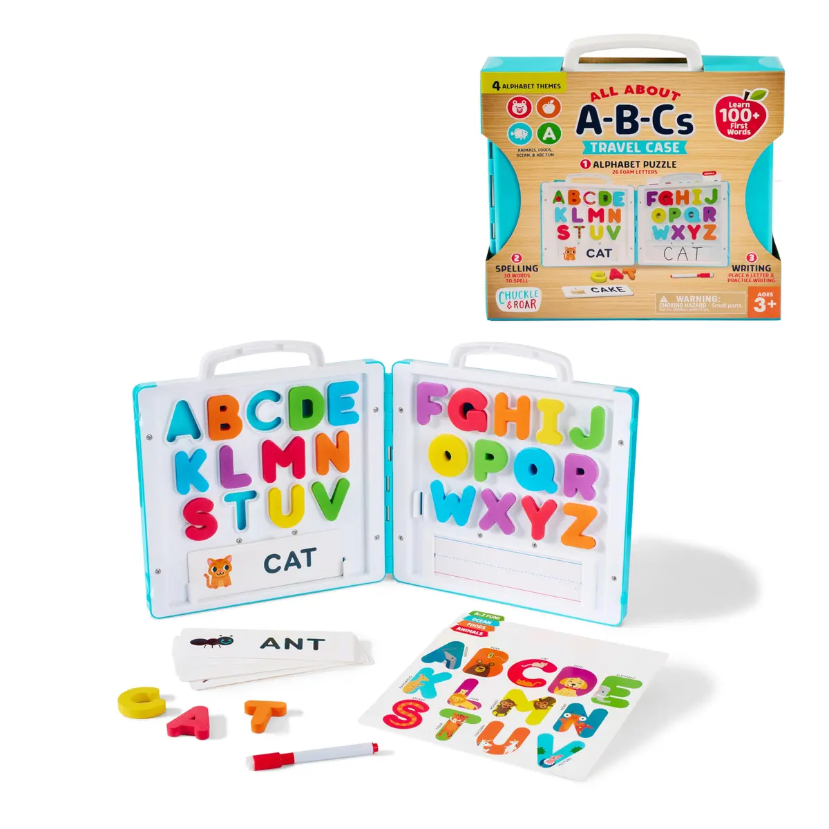 Chuckle & Roar All About ABC’s Travel Case – On-the-Go Alphabet Learning Set with Chunky Foam Letters, Dry-Erase Board, Spelling Cards & Puzzle for Kids 3+ - main product image