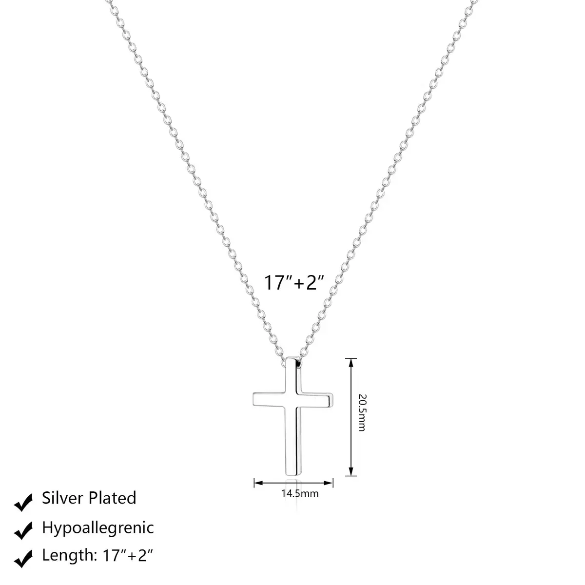 HERIER Silver Necklace for Women Dainty Cross Necklace 20.5mm*14.5mm | Simple Trendy Jewelry - view 5