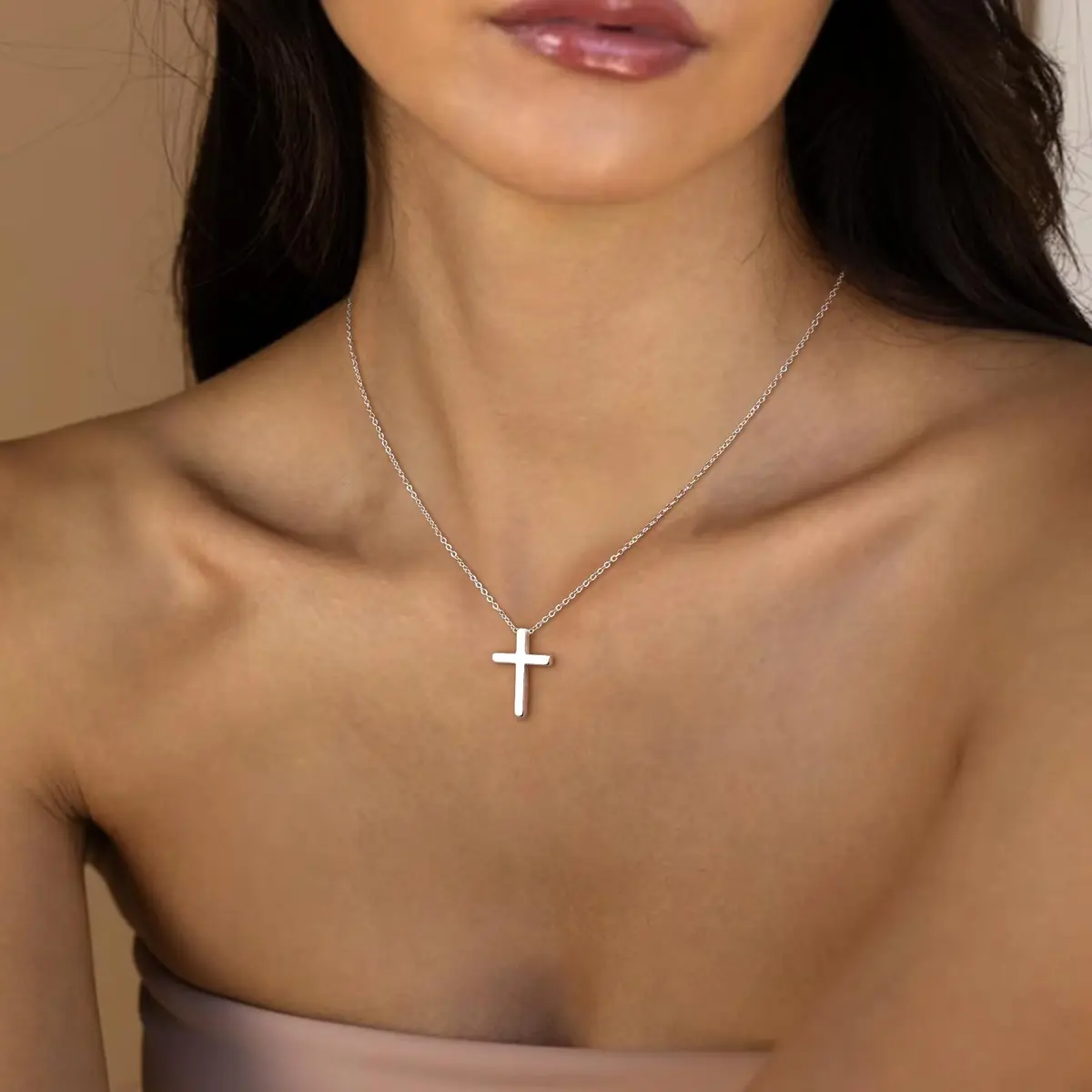 HERIER Silver Necklace for Women Dainty Cross Necklace 20.5mm*14.5mm | Simple Trendy Jewelry - view 6